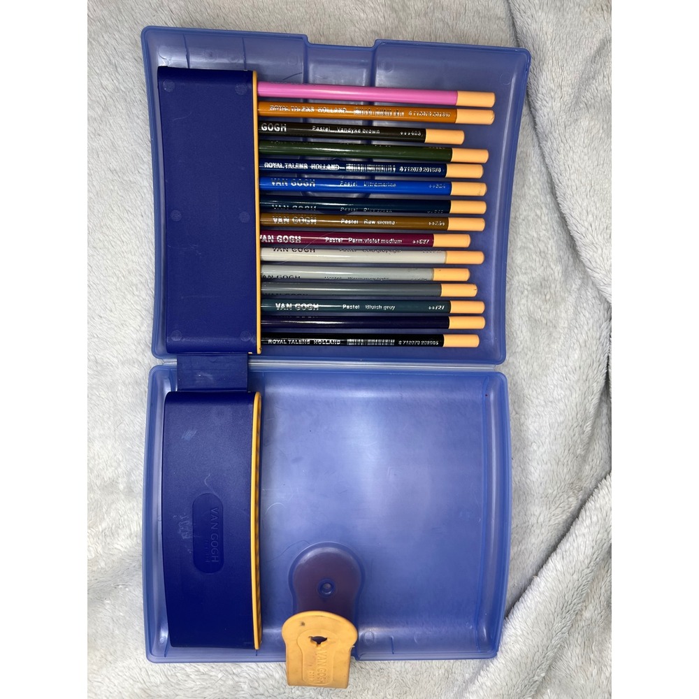 Van Gogh Royal Talens Holland Pastel Pencil Set 12 Count Blue Case Multicolor